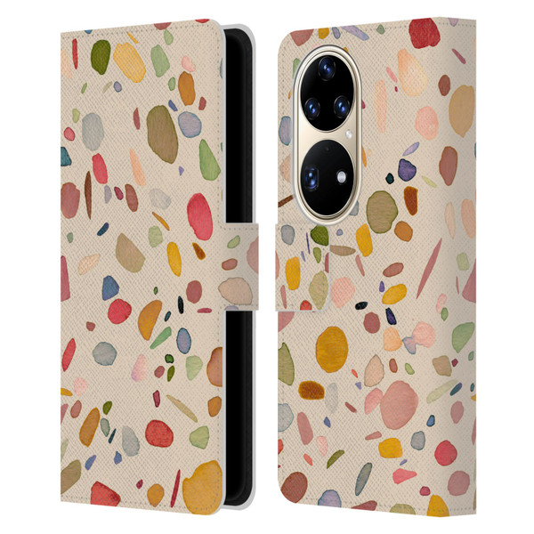 Ninola Colourful Patterns Terrazzo Leather Book Wallet Case Cover For Huawei P50 Pro