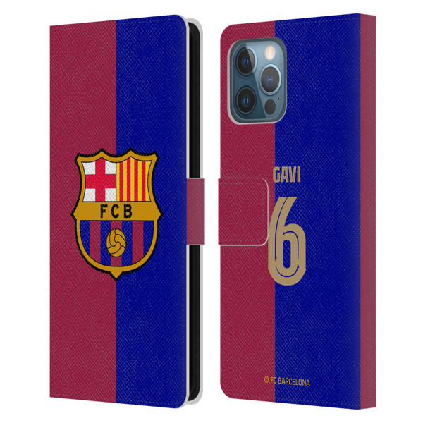 FC Barcelona 2024/25 Players Home Kit Gavi Leather Book Wallet Case Cover For Apple iPhone 12 Pro Max