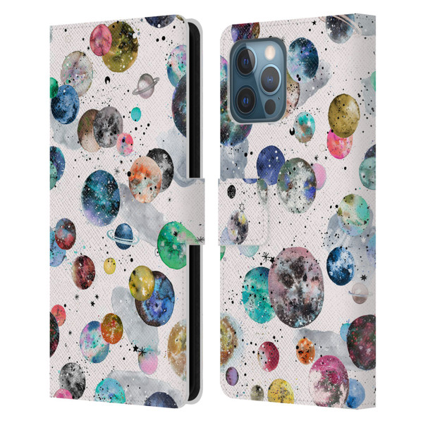 Ninola Colourful Patterns Space Planets White Leather Book Wallet Case Cover For Apple iPhone 12 Pro Max