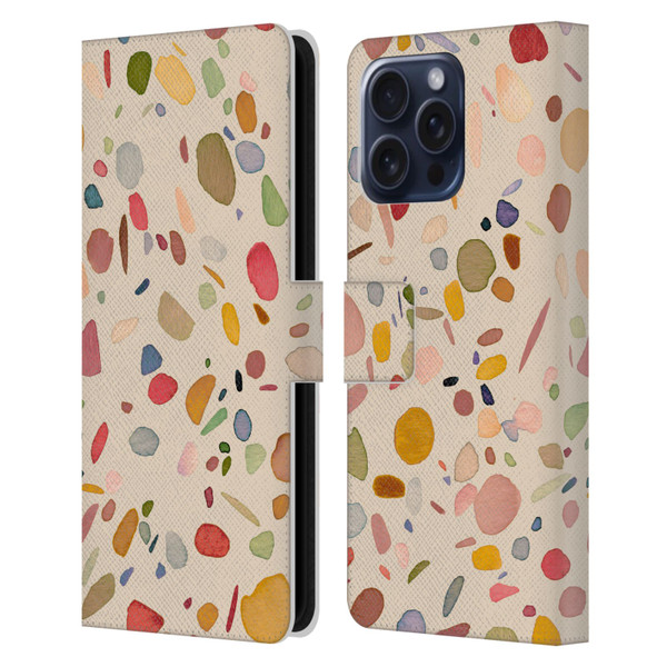 Ninola Colourful Patterns Terrazzo Leather Book Wallet Case Cover For Apple iPhone 16 Pro Max