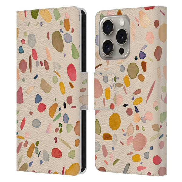 Ninola Colourful Patterns Terrazzo Leather Book Wallet Case Cover For Apple iPhone 16 Pro