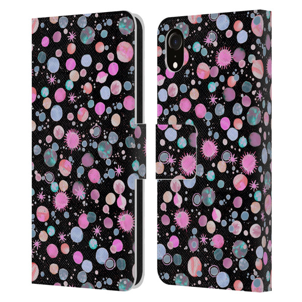 Ninola Colourful Patterns Space Planets Pink Leather Book Wallet Case Cover For Apple iPhone XR