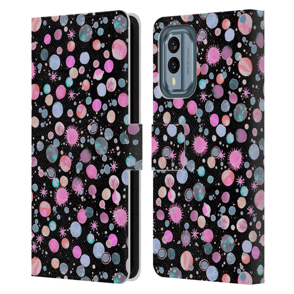 Ninola Colourful Patterns Space Planets Pink Leather Book Wallet Case Cover For Nokia X30