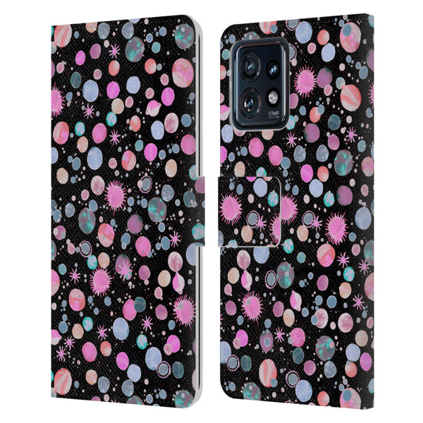 Ninola Colourful Patterns Space Planets Pink Leather Book Wallet Case Cover For Motorola Moto Edge 40 Pro