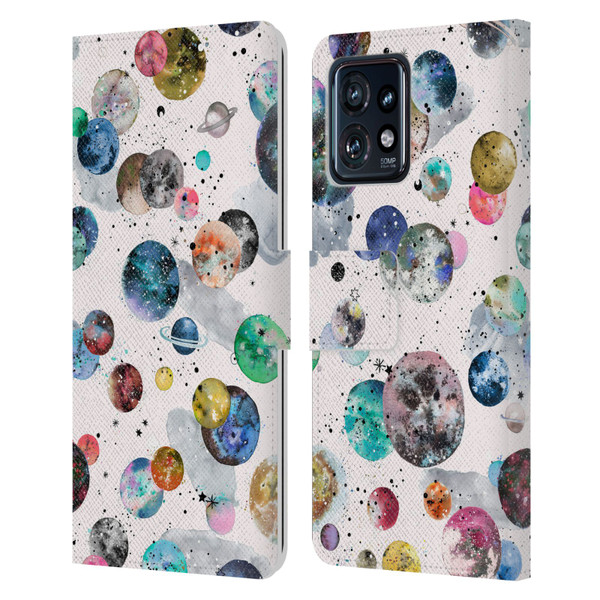 Ninola Colourful Patterns Space Planets White Leather Book Wallet Case Cover For Motorola Moto Edge 40 Pro