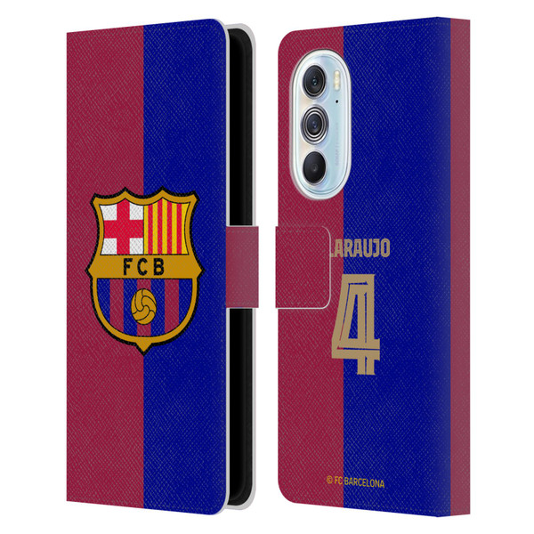 FC Barcelona 2024/25 Players Home Kit Ronald Araújo Leather Book Wallet Case Cover For Motorola Edge X30