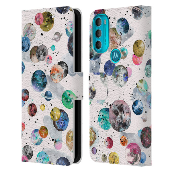 Ninola Colourful Patterns Space Planets White Leather Book Wallet Case Cover For Motorola Moto G71 5G