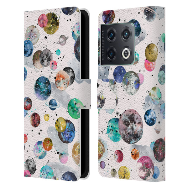 Ninola Colourful Patterns Space Planets White Leather Book Wallet Case Cover For OnePlus 10 Pro