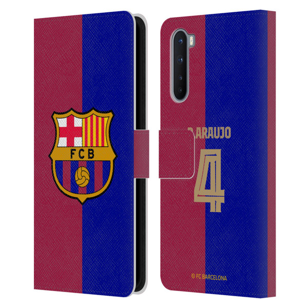 FC Barcelona 2024/25 Players Home Kit Ronald Araújo Leather Book Wallet Case Cover For OnePlus Nord 5G