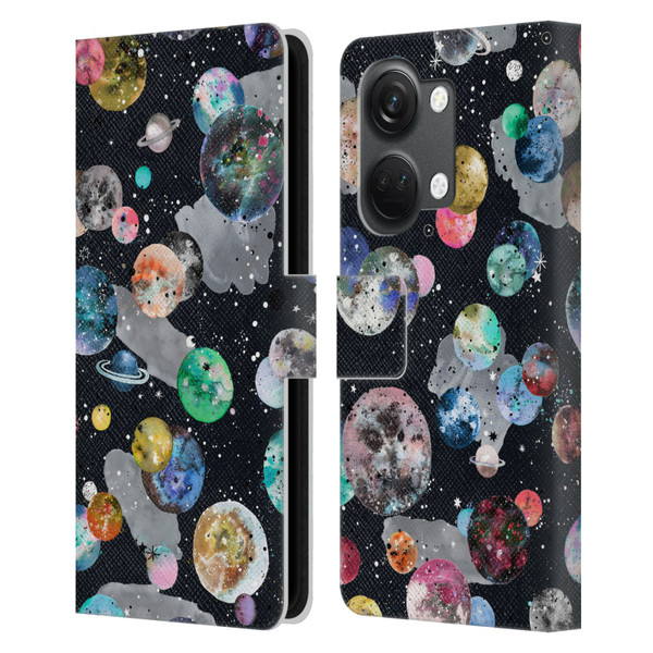 Ninola Colourful Patterns Space Planets Black Leather Book Wallet Case Cover For OnePlus Nord 3 5G