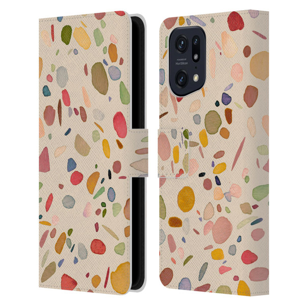 Ninola Colourful Patterns Terrazzo Leather Book Wallet Case Cover For OPPO Find X5