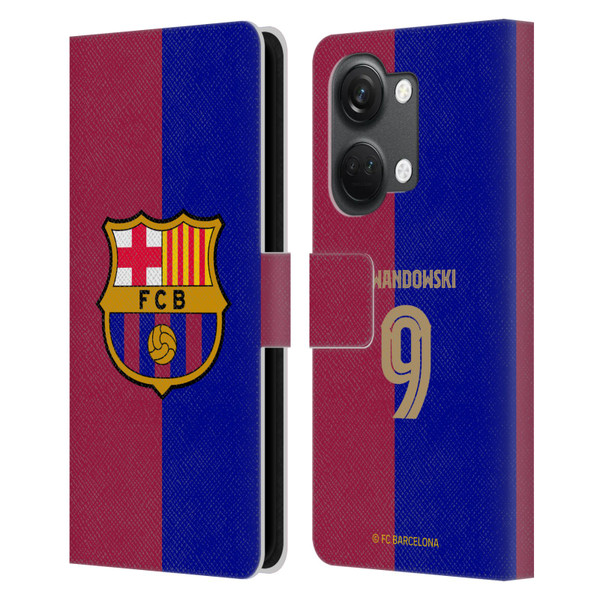 FC Barcelona 2024/25 Players Home Kit Robert Lewandowski Leather Book Wallet Case Cover For OnePlus Nord 3 5G
