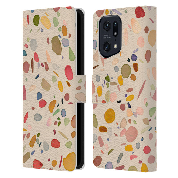 Ninola Colourful Patterns Terrazzo Leather Book Wallet Case Cover For OPPO Find X5 Pro