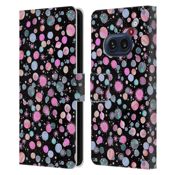 Ninola Colourful Patterns Space Planets Pink Leather Book Wallet Case Cover For Nothing Phone (2a)