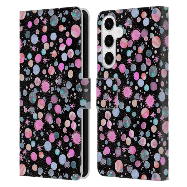Ninola Colourful Patterns Space Planets Pink Leather Book Wallet Case Cover For Samsung Galaxy S24+ 5G