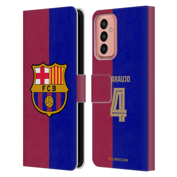 FC Barcelona 2024/25 Players Home Kit Ronald Araújo Leather Book Wallet Case Cover For Samsung Galaxy M13 (2022)