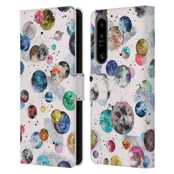 Ninola Colourful Patterns Space Planets White Leather Book Wallet Case Cover For Sony Xperia 1 IV
