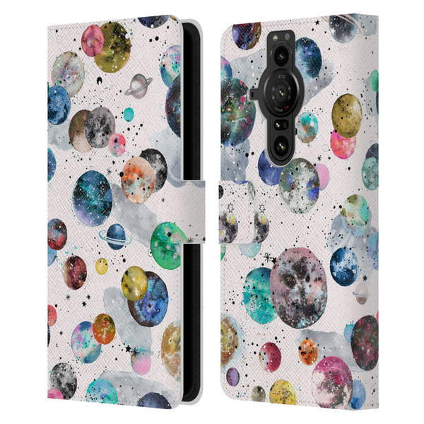 Ninola Colourful Patterns Space Planets White Leather Book Wallet Case Cover For Sony Xperia Pro-I