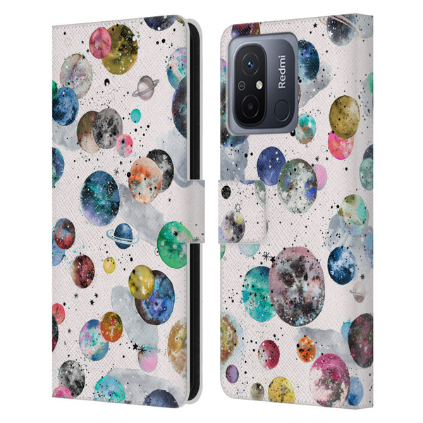 Ninola Colourful Patterns Space Planets White Leather Book Wallet Case Cover For Xiaomi Redmi 12C