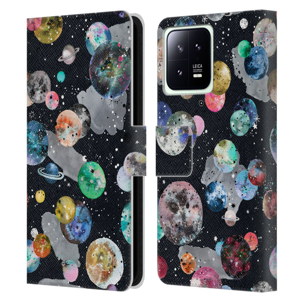 Ninola Colourful Patterns Space Planets Black Leather Book Wallet Case Cover For Xiaomi 13 5G