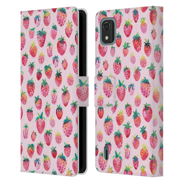Ninola Mix Patterns Summer Strawberries Leather Book Wallet Case Cover For Nokia C2 2nd Edition