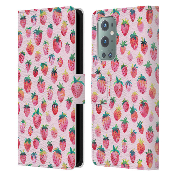 Ninola Mix Patterns Summer Strawberries Leather Book Wallet Case Cover For OnePlus 9