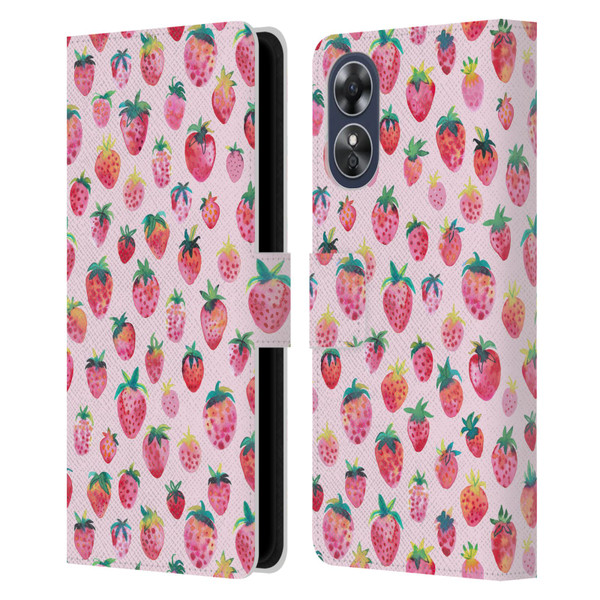 Ninola Mix Patterns Summer Strawberries Leather Book Wallet Case Cover For OPPO A17