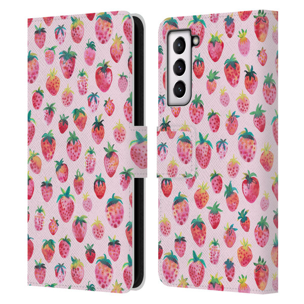 Ninola Mix Patterns Summer Strawberries Leather Book Wallet Case Cover For Samsung Galaxy S21 5G