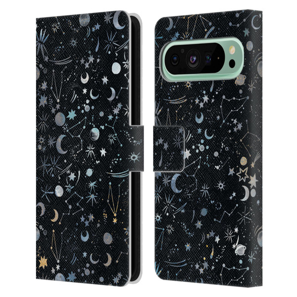Ninola Patterns 4 Astrology Space Black Leather Book Wallet Case Cover For Google Pixel 9 Pro XL