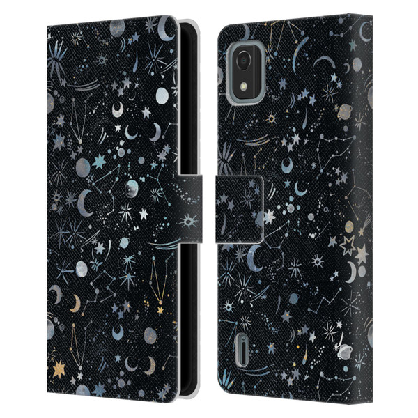 Ninola Patterns 4 Astrology Space Black Leather Book Wallet Case Cover For Nokia C2 2nd Edition