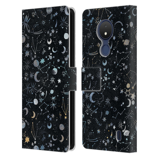 Ninola Patterns 4 Astrology Space Black Leather Book Wallet Case Cover For Nokia C21