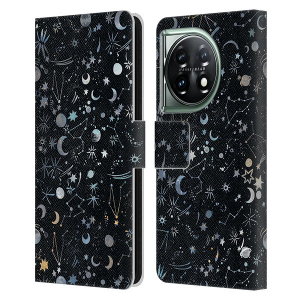 Ninola Patterns 4 Astrology Space Black Leather Book Wallet Case Cover For OnePlus 11 5G