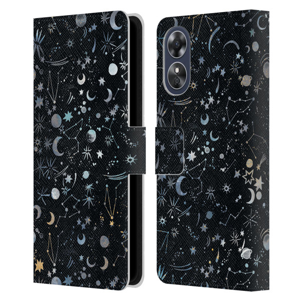Ninola Patterns 4 Astrology Space Black Leather Book Wallet Case Cover For OPPO A17