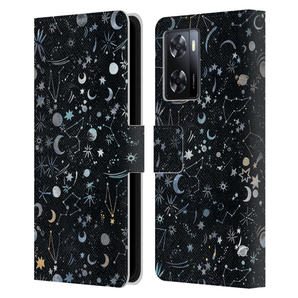 Ninola Patterns 4 Astrology Space Black Leather Book Wallet Case Cover For OPPO A57s