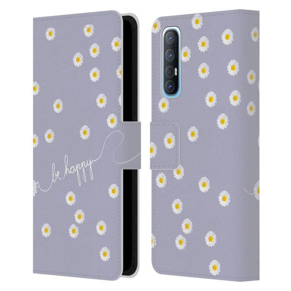 Monika Strigel Happy Daisy Lavender Leather Book Wallet Case Cover For OPPO Find X2 Neo 5G