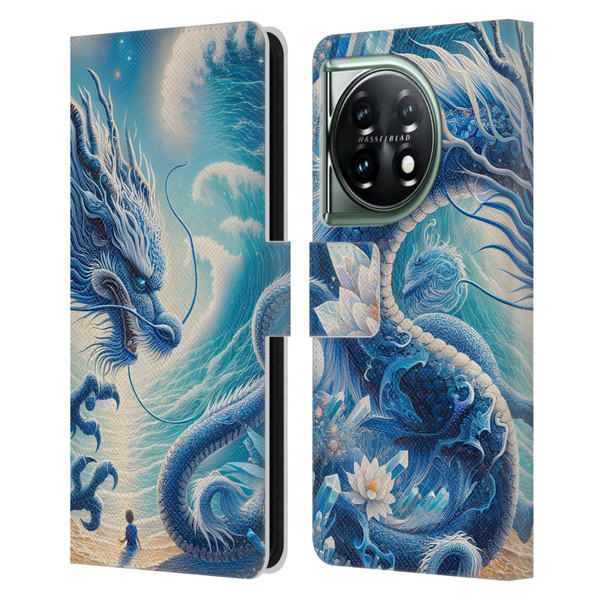 Shambhala Light Visionary Art Ethereal Graphics Blue Dragon Wave Leather Book Wallet Case Cover For OnePlus 11 5G