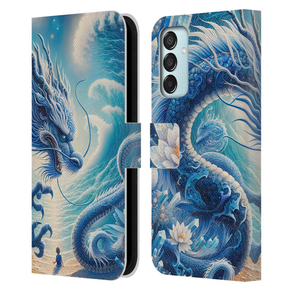 Shambhala Light Visionary Art Ethereal Graphics Blue Dragon Wave Leather Book Wallet Case Cover For Samsung Galaxy M15/F15 5G