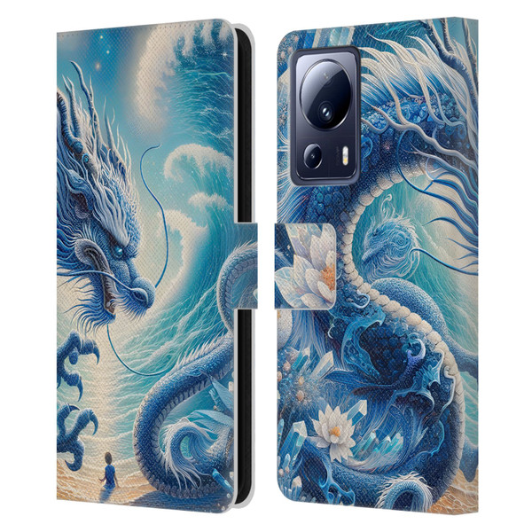Shambhala Light Visionary Art Ethereal Graphics Blue Dragon Wave Leather Book Wallet Case Cover For Xiaomi 13 Lite 5G