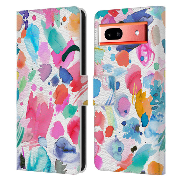 Ninola Colourful Prints Pink Scribbles Leather Book Wallet Case Cover For Google Pixel 7a