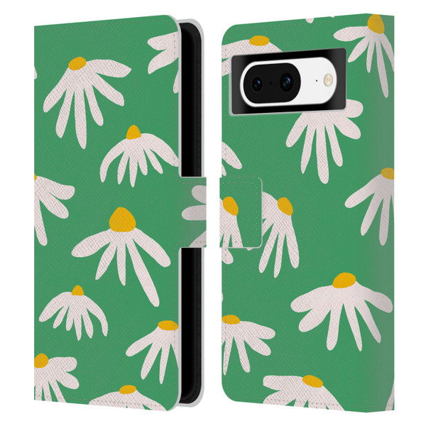 Ninola Colourful Prints Green Daisies Leather Book Wallet Case Cover For Google Pixel 8