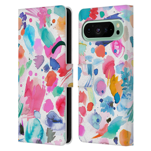 Ninola Colourful Prints Pink Scribbles Leather Book Wallet Case Cover For Google Pixel 9 Pro XL