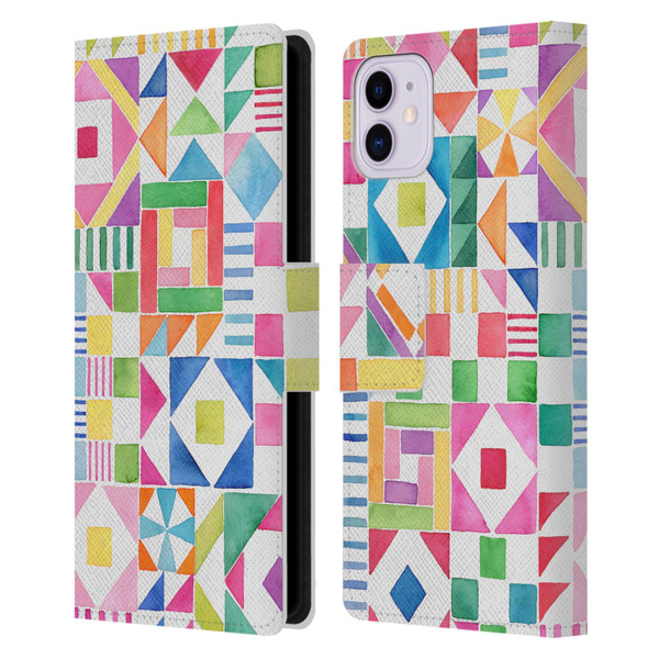 Ninola Colourful Prints Geometric Patchwork Leather Book Wallet Case Cover For Apple iPhone 11