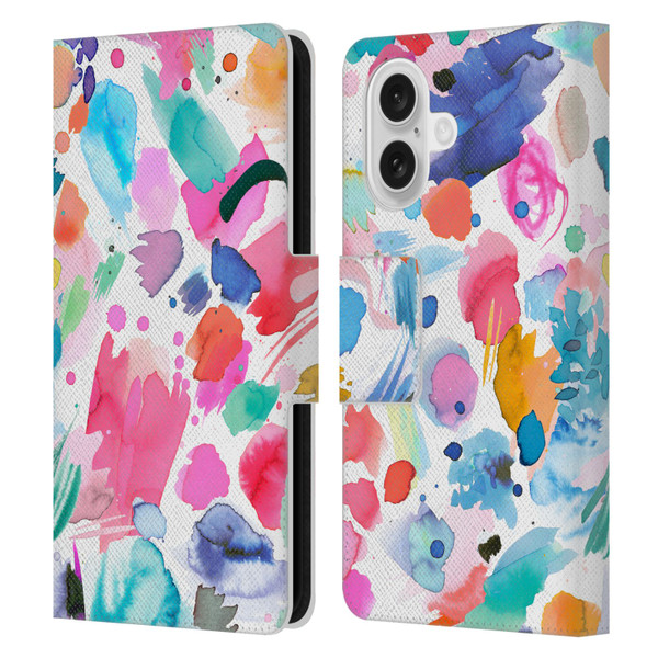 Ninola Colourful Prints Pink Scribbles Leather Book Wallet Case Cover For Apple iPhone 16