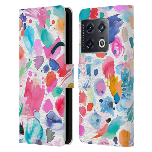 Ninola Colourful Prints Pink Scribbles Leather Book Wallet Case Cover For OnePlus 10 Pro