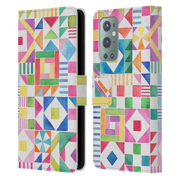 Ninola Colourful Prints Geometric Patchwork Leather Book Wallet Case Cover For OnePlus 9