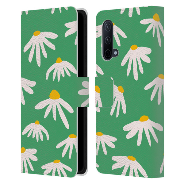 Ninola Colourful Prints Green Daisies Leather Book Wallet Case Cover For OnePlus Nord CE 5G