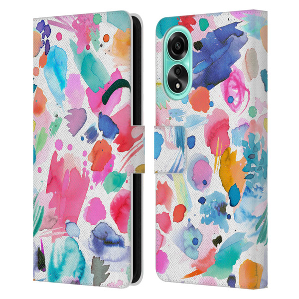 Ninola Colourful Prints Pink Scribbles Leather Book Wallet Case Cover For OPPO A78 4G