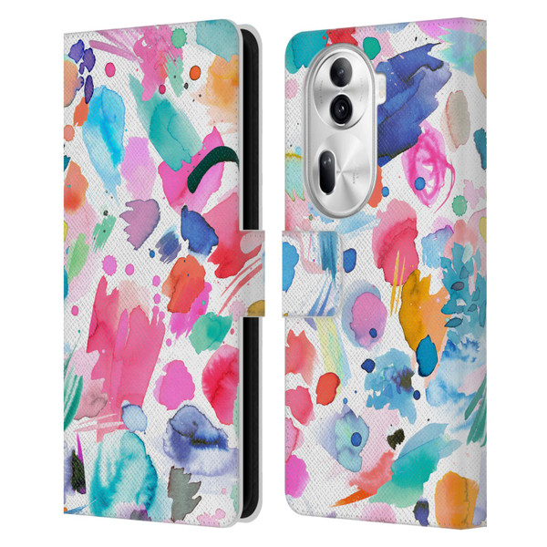 Ninola Colourful Prints Pink Scribbles Leather Book Wallet Case Cover For OPPO Reno11
