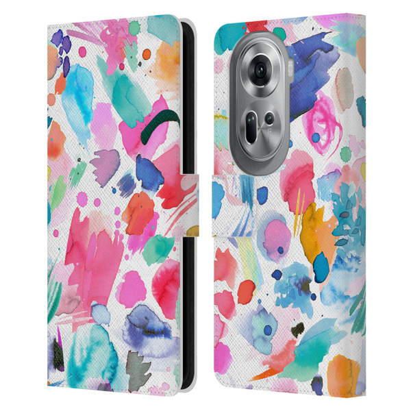 Ninola Colourful Prints Pink Scribbles Leather Book Wallet Case Cover For OPPO Reno11 Pro