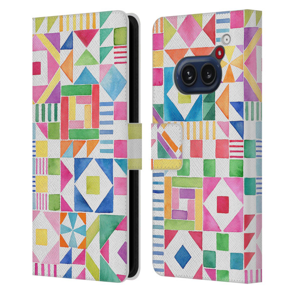 Ninola Colourful Prints Geometric Patchwork Leather Book Wallet Case Cover For Nothing Phone (2a)